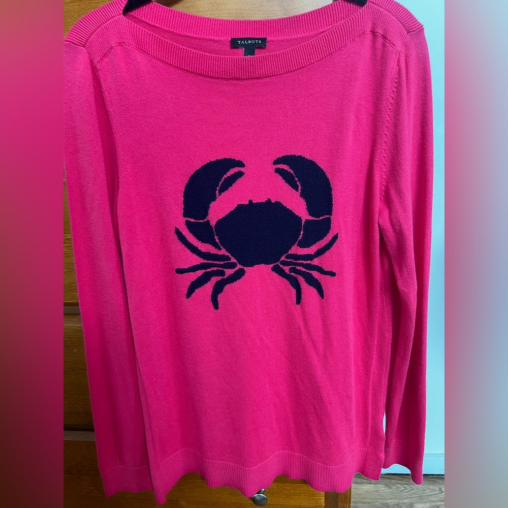 Talbots size Medium sweater. Adorable crab and bright color.